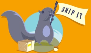 squirrel with "ship it" flag